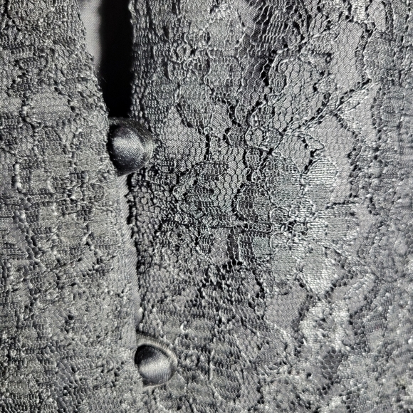 ❤️ 3 for $35 vintage cleo petites tailored vest  lace black size large - Picture 3 of 5